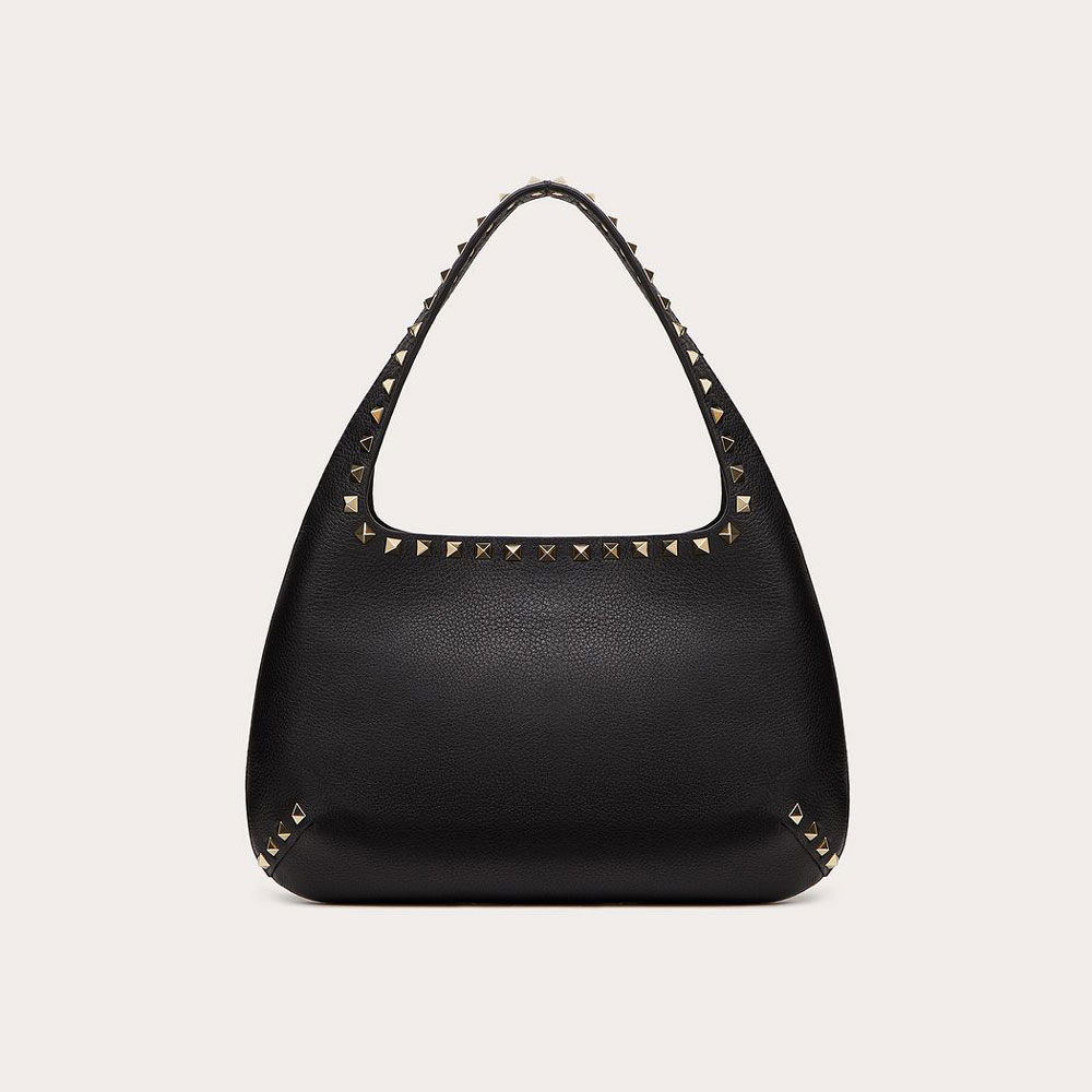 Valentino Small Rockstud Grainy Calfskin Hobo Bag VW2B0I25VSF0NO: Image 3