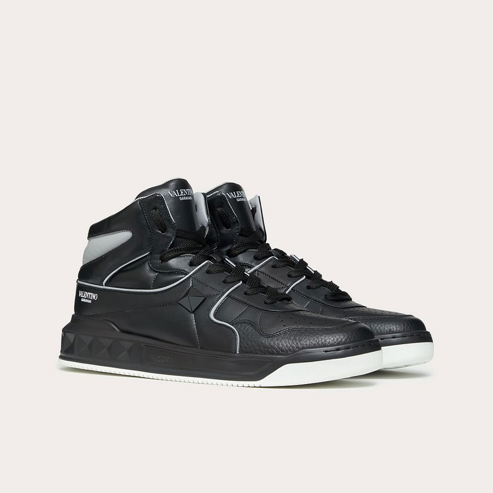 Valentino One Stud Mid Top Nappa Sneaker WY2S0E63NWN00A: Image 2