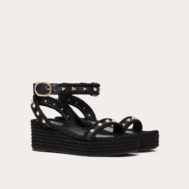 Valentino Rockstud Flatform Sandal In Calfskin 45mm 4W2S0GI3BAE 0NO