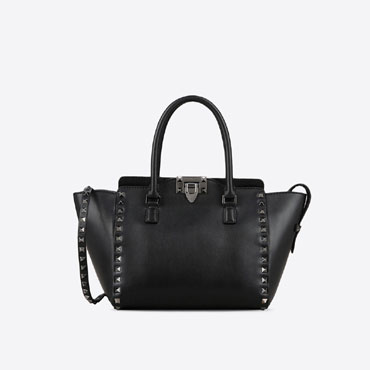 Valentino Garavani Rockstud Noir small double handle bag LW2B0540VB4 0NO