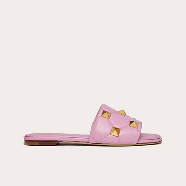 Valentino Roman Stud Flat Slide Sandal In Quilted Nappa VW2S0BK4ZCGGI1