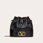 Valentino Mini Bucket Bag In Nappa With Vlogo Signature Chain 5W2P0T83HPF0NO