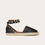 Valentino Rockstud Double Grainy Calfskin Espadrille UW2S0530VTON02