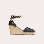 Valentino Rockstud Double Grainy Calfskin Leather Wedge Espadrille VW2S0780VTON02