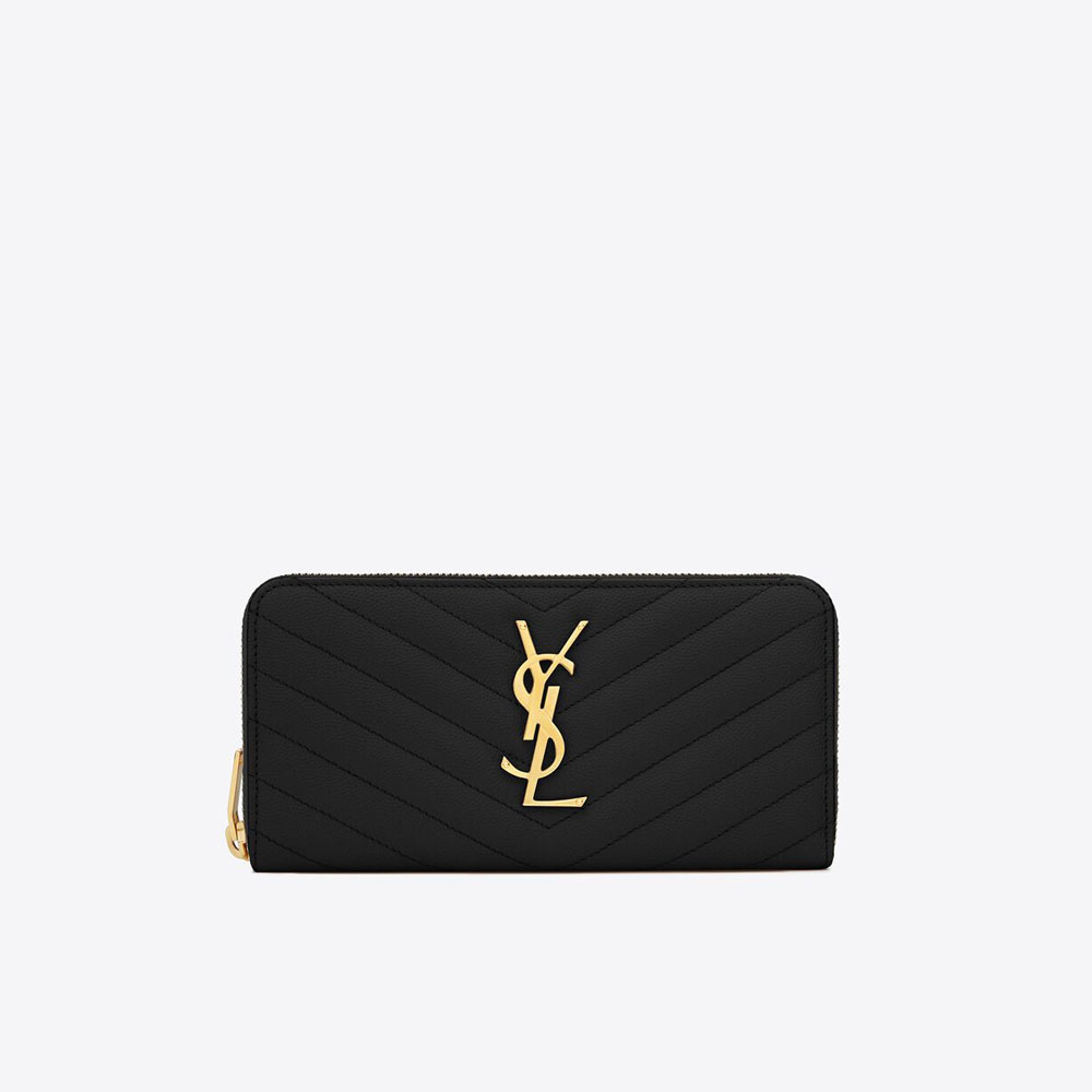 YSL Cassandre Matelasse Zip Around Wallet De Poudre 358094 BOW01 1000: Image 1