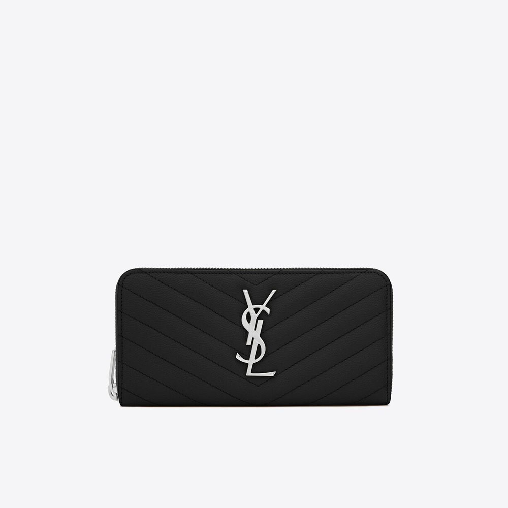 YSL Cassandre Matelasse Zip Around Wallet In Grain De Poudre 358094 BOW02 1000: Image 1