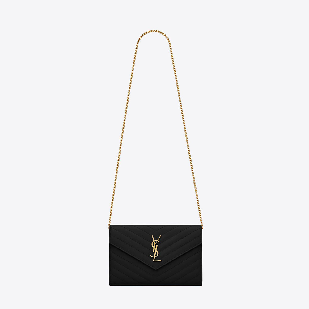 YSL Cassandre Matelasse Chain Wallet In Grain De Poudre 377828 BOW01 1000: Image 1