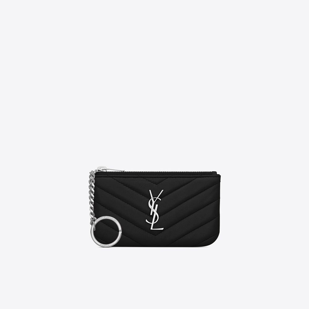 YSL Cassandre Matelasse Key Pouch In Grain De Embossed 438386 CWU02 1000: Image 1