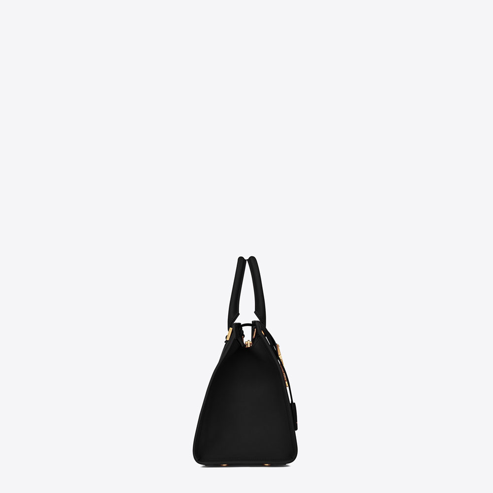 Saint Laurent Small Cabas Ysl Bag In Black Leather 45322220UO: Image 3