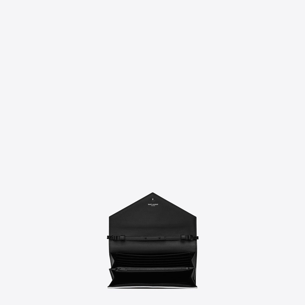 Saint Laurent Monogram Chain Wallet In Black And Dove White 45324746IK: Image 4