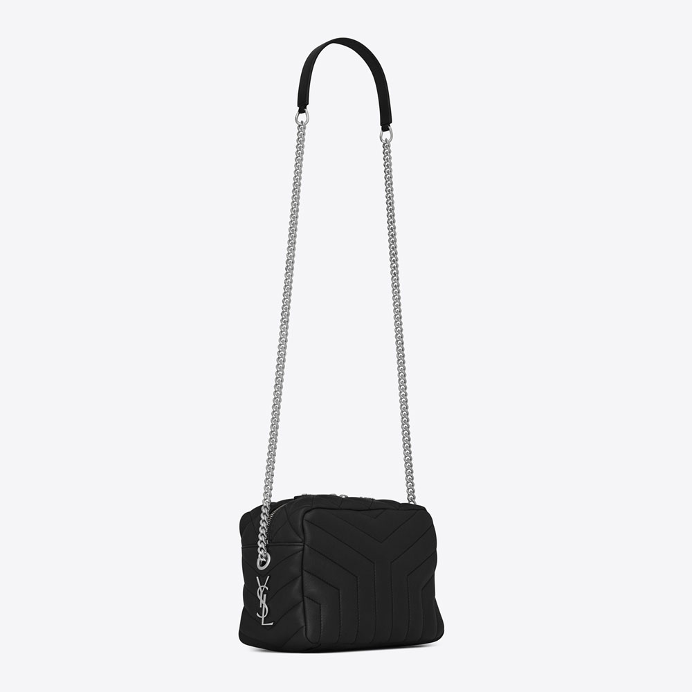 Saint Laurent Classic Small Loulou Bowling Bag In Black Y Matelasse Leather 45324788DD: Image 3