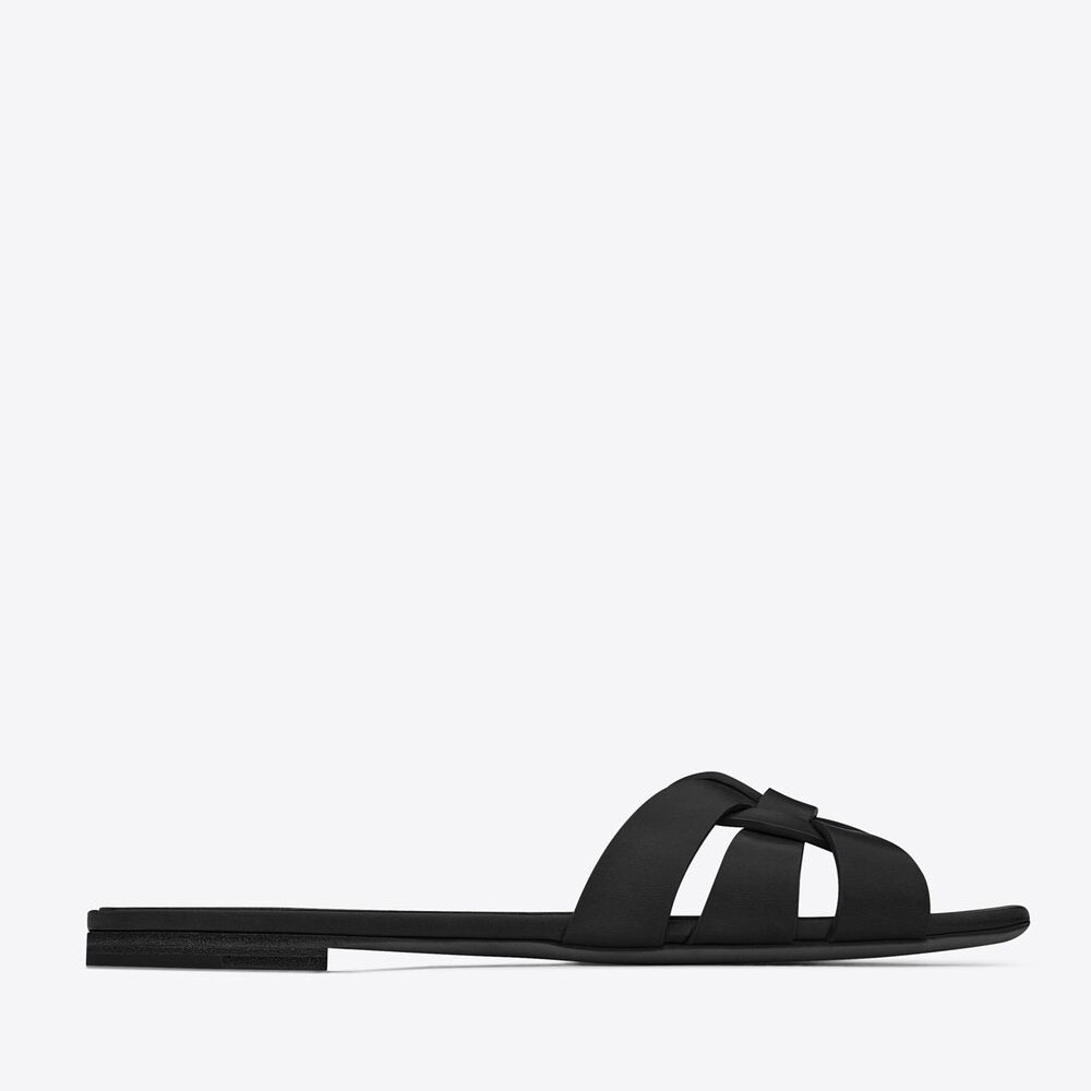 YSL Tribute Sandals In Smooth Leather 571952 BDA00 1000: Image 1