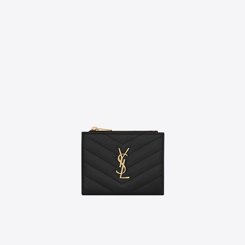 YSL Cassandre Matelasse Bi-Fold Wallet In Grain De Poudre 575879 BOW01 1000: Image 1