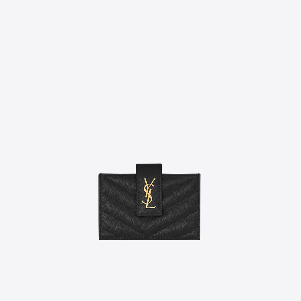 YSL Cassandre Matelasse Business Card Case In Grain De Poudre 607907 BOW01 1000: Image 1