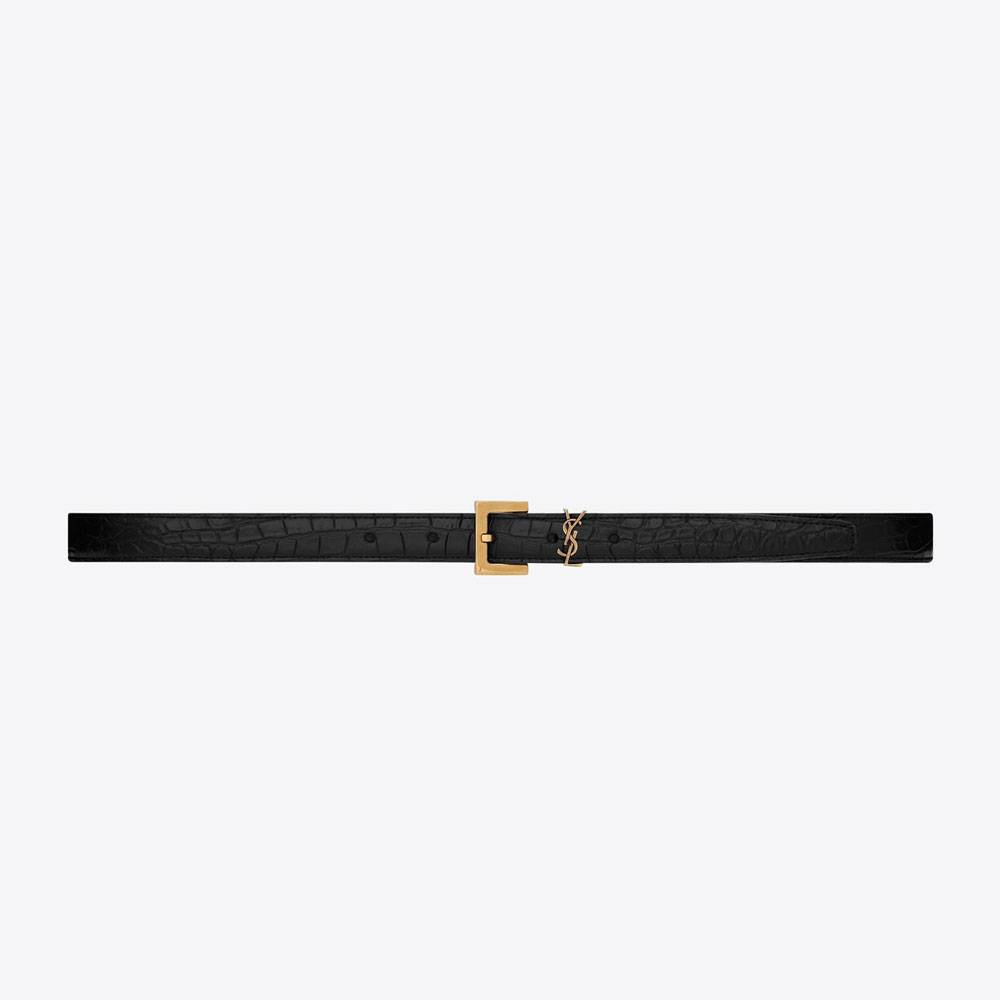 YSL Cassandre Thin Belt Square Buckle 612616 DZE0W 1000: Image 1