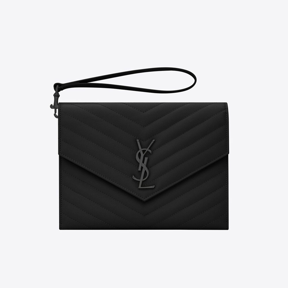 YSL Cassandre Matelasse Flap Pouch In Grain De Poudre 617662 BOW08 1000: Image 1