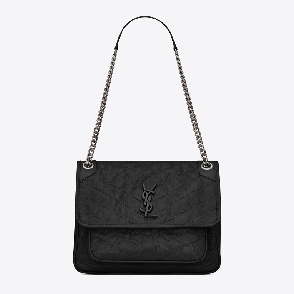 YSL Niki Medium In Crinkled Vintage Leather 633158 0EN04 1000: Image 1