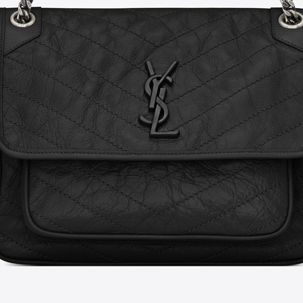 YSL Niki Medium In Crinkled Vintage Leather 633158 0EN04 1000: Image 2