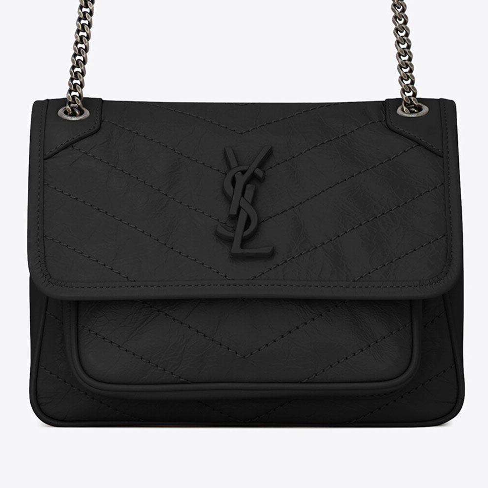 YSL Niki Baby In Crinkled Vintage Leather 633160 0EN04 1000: Image 2