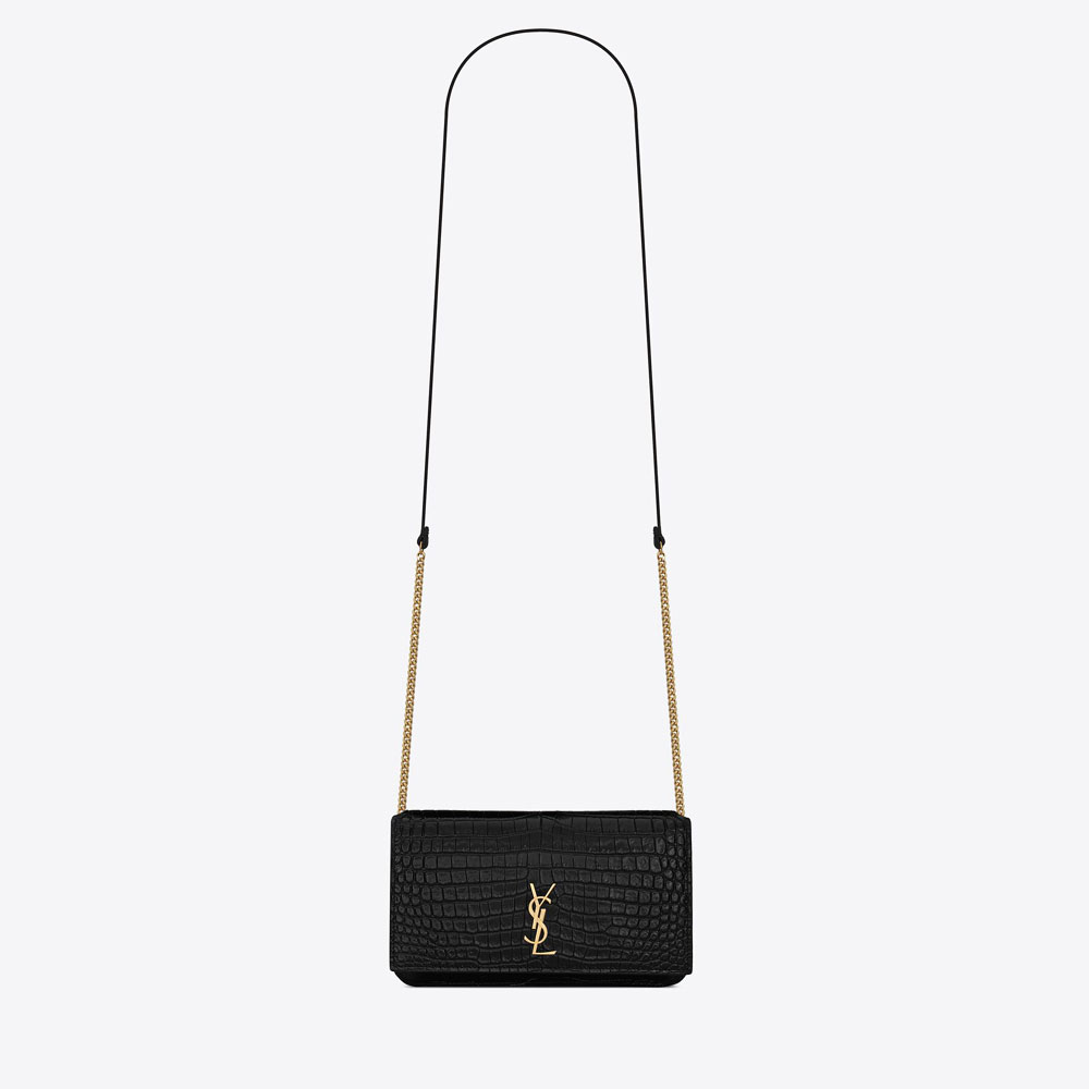 YSL Cassandre Phone Holder With Strap Crocodile 635095 DND1J 1000: Image 1