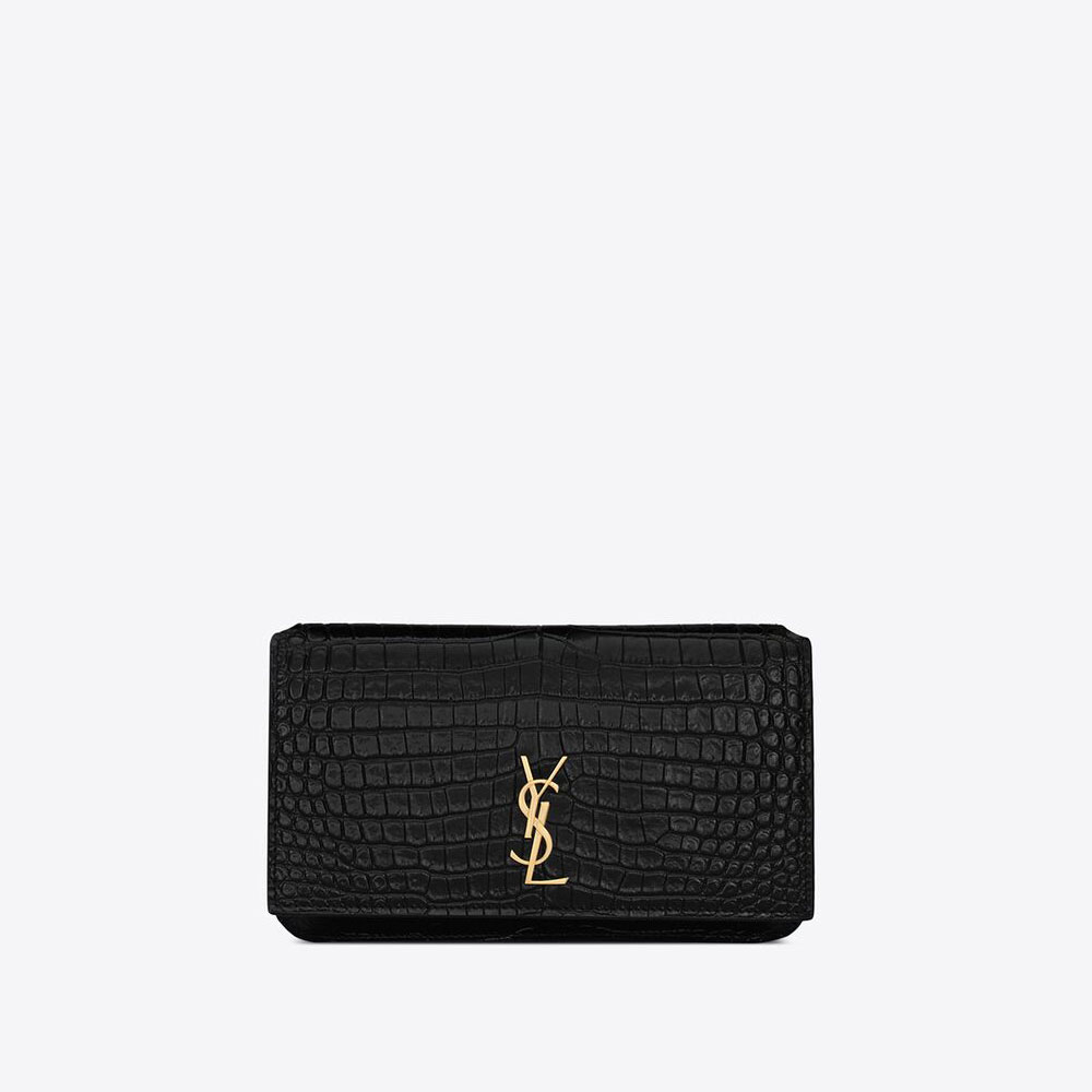 YSL Cassandre Phone Holder With Strap Crocodile 635095 DND1J 1000: Image 2