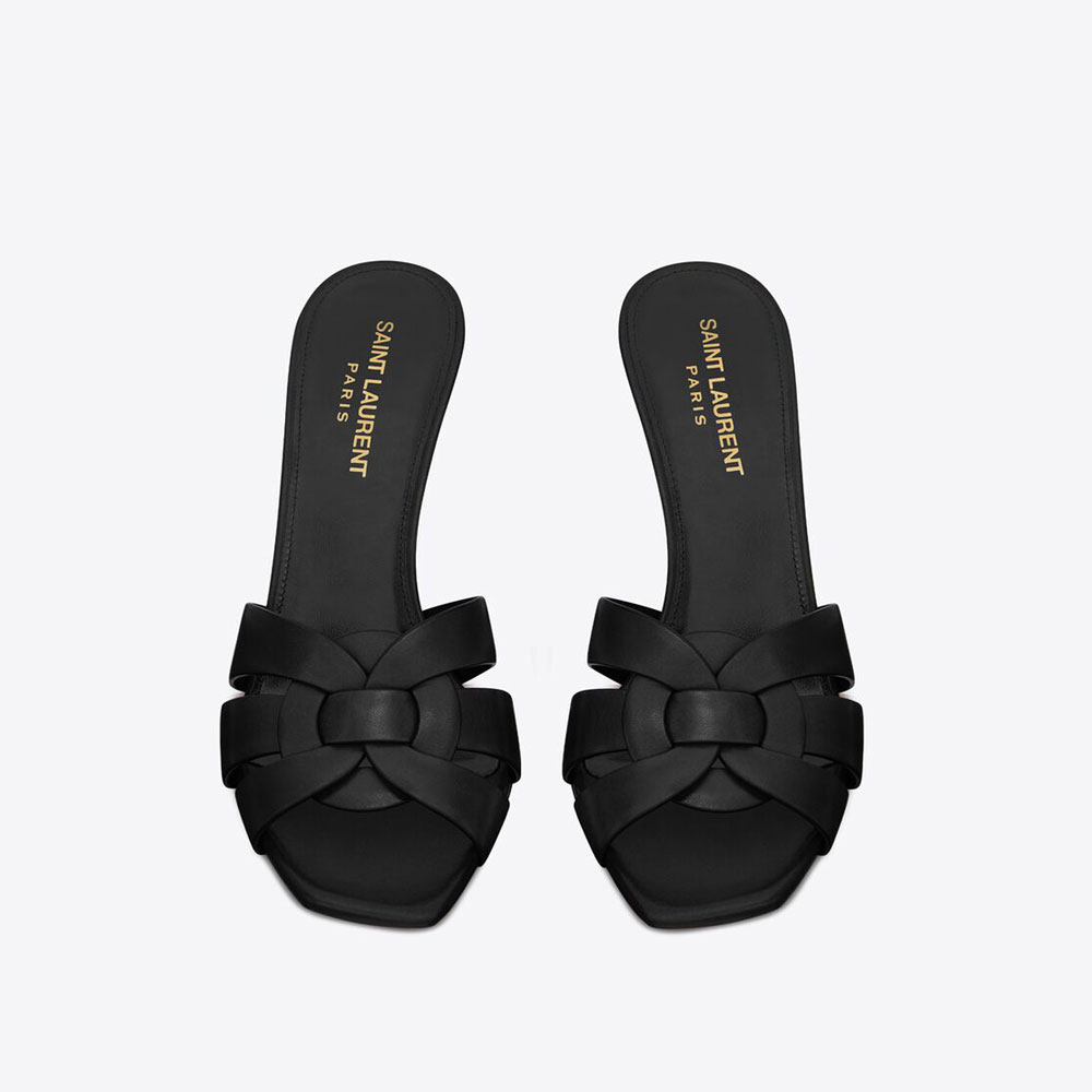 YSL Tribute Mules In Smooth Leather 650986 DWE00 1000: Image 2