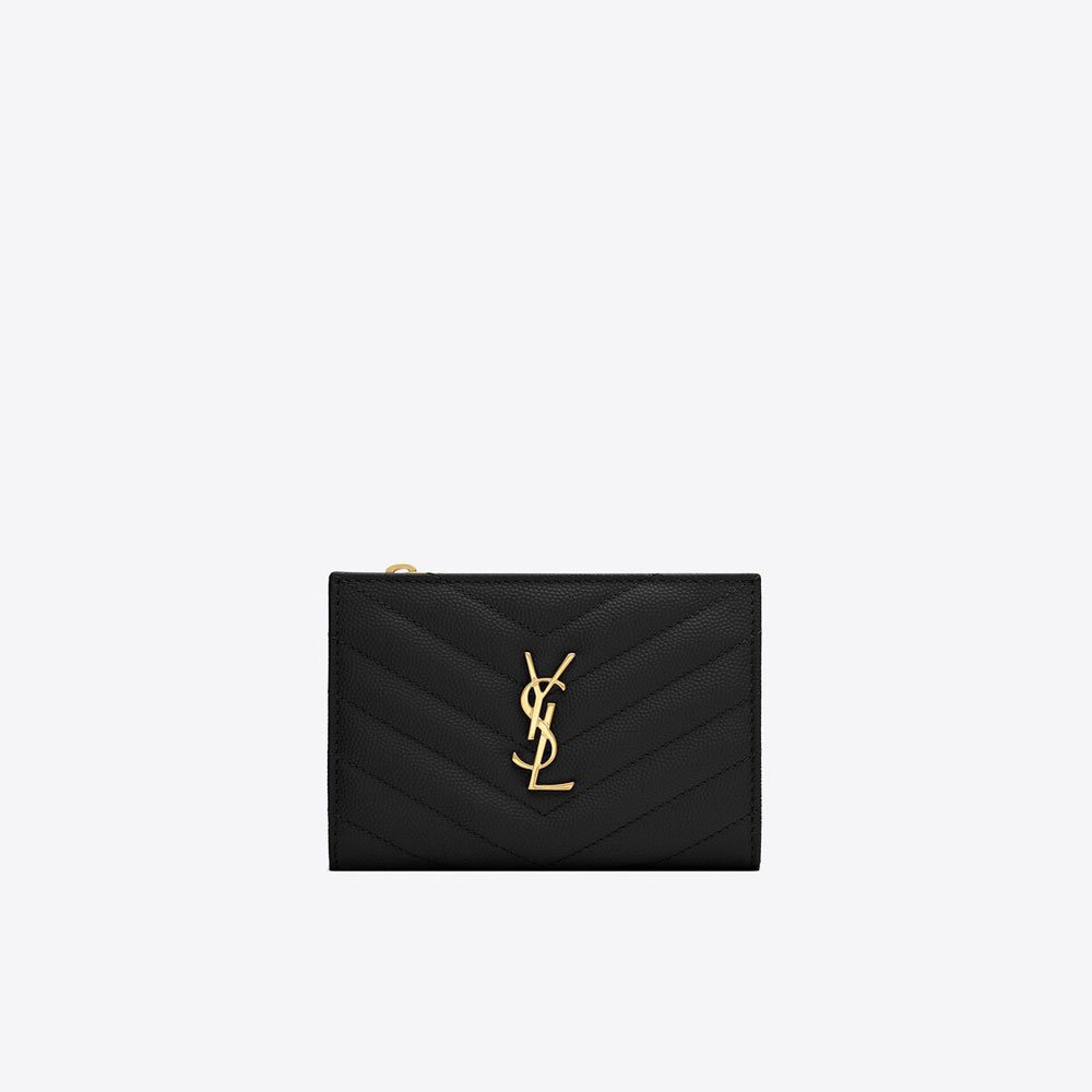 YSL Cassandre Matelasse Fragments Zipped Bi-Fold Wallet 668287 BOW01 1000: Image 1