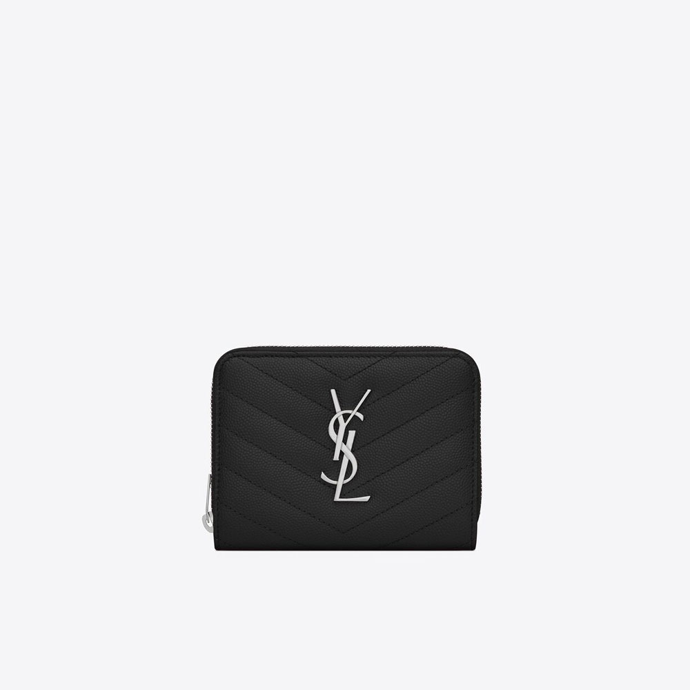 YSL Cassandre Matelasse Compact Zip Around Wallet In Grain 668288 BOW02 1000: Image 1