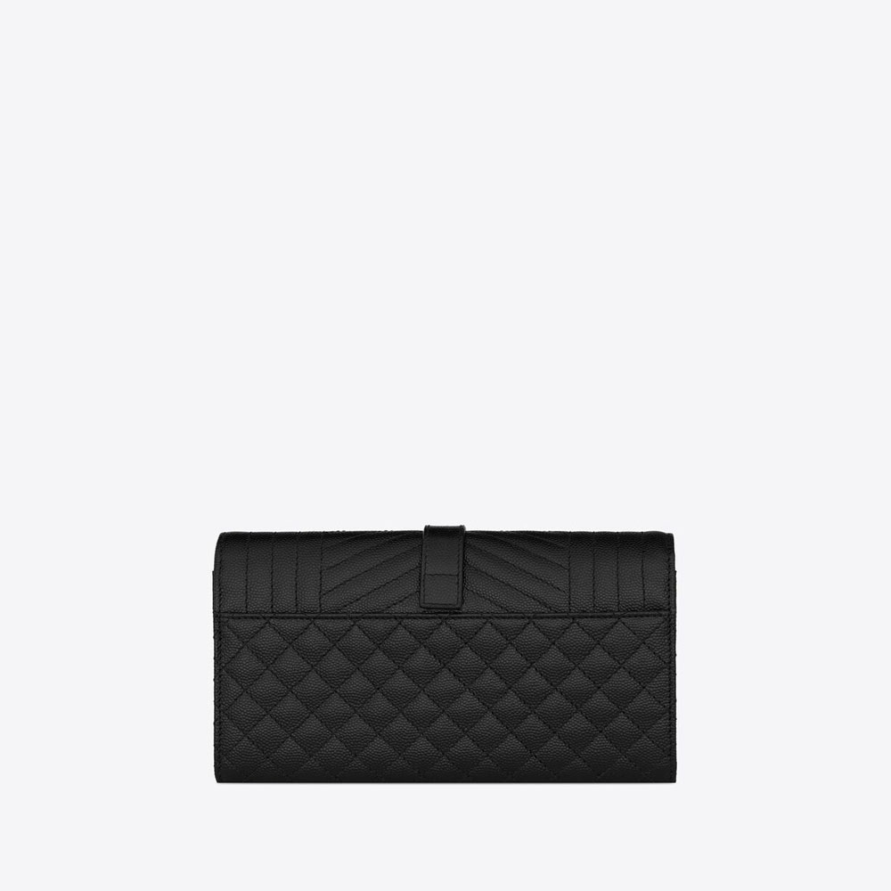 YSL Envelope Large Flap Wallet In Grain De Poudre Leather 681276 BOW91 1000: Image 4