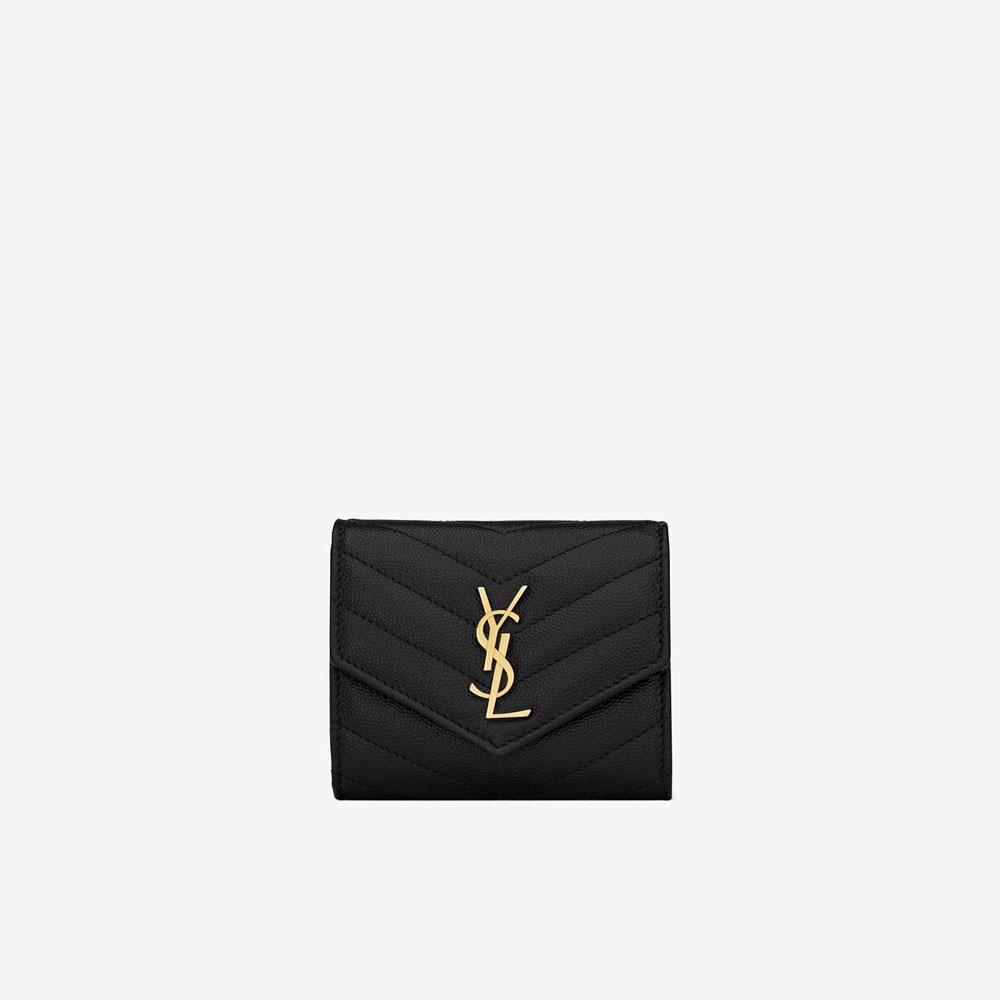 YSL Cassandre Matelasse Multi-Folded Wallet Grain De Poudre 692061 BOW01 1000: Image 1