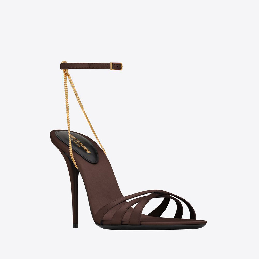 YSL Melody Sandals In Crepe Satin 731561 1UUKK 6023: Image 1