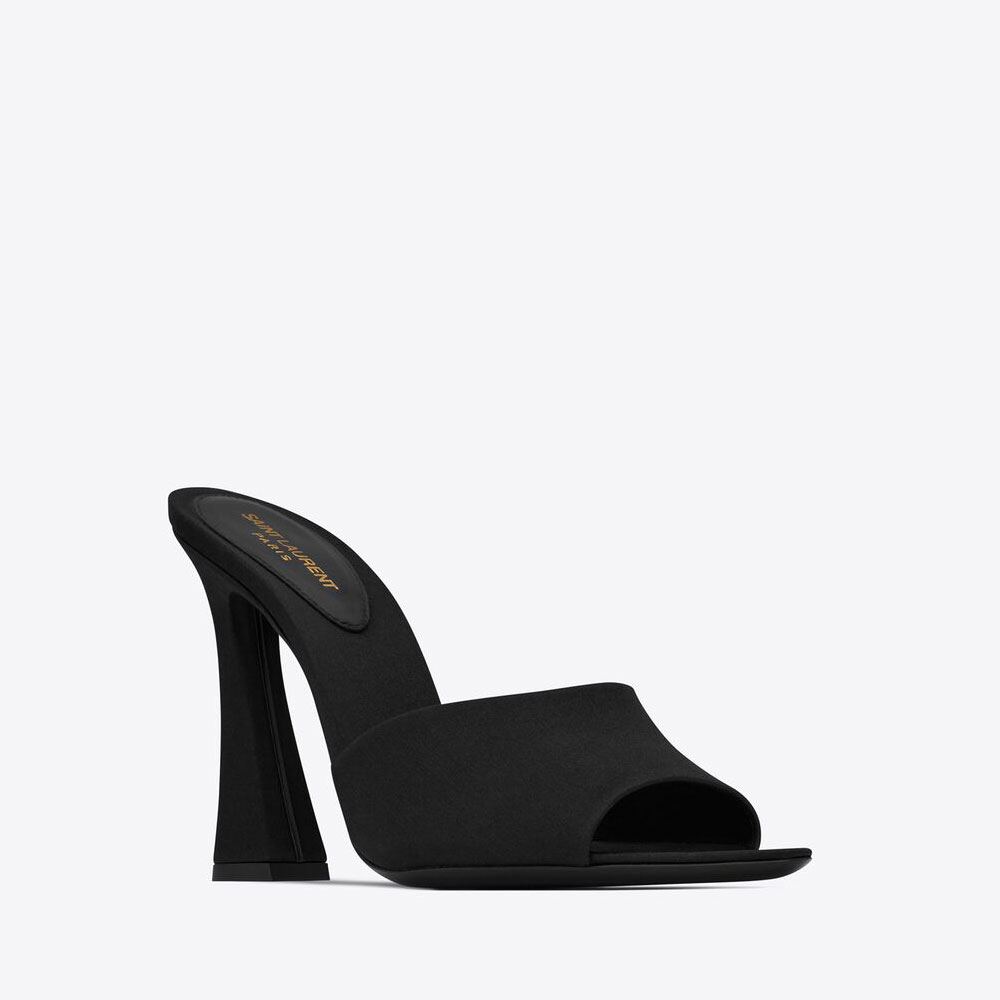 YSL Suite Heeled Mules In Crepe Satin 731565 1UU00 1000: Image 1