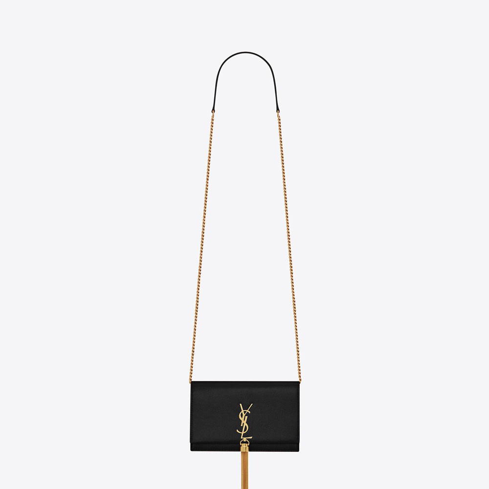 YSL Kate Chain Wallet With Tassel In Grain De Poudre 742833 BOW0J 1000: Image 1