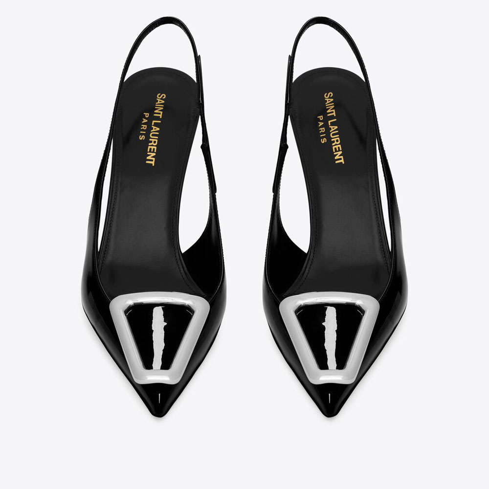 YSL Avenue SLingback Pumps In Patent Leather 756062 1TVNN 1000: Image 2