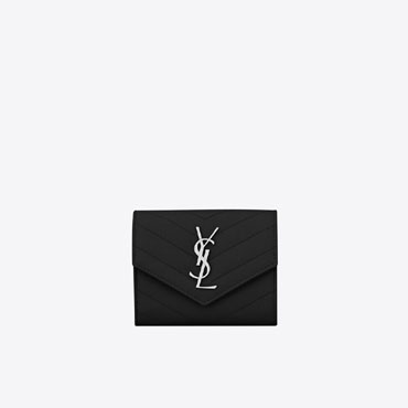 YSL Cassandre Matelasse Compact Tri Fold Wallet Grain Poudre 403943 BOW02 1000