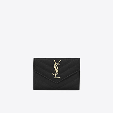 YSL Cassandre Matelasse Small Envelope Wallet In Grain De Poudre 414404 BOW01 1000