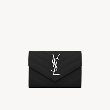 YSL Cassandre Matelasse Small Envelope Wallet In Grain De Poudre 414404 BOW02 1000