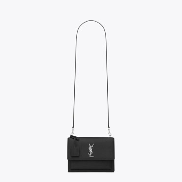 Saint Laurent Medium Sunset Satchel In Black Grained Leather 45313729RV