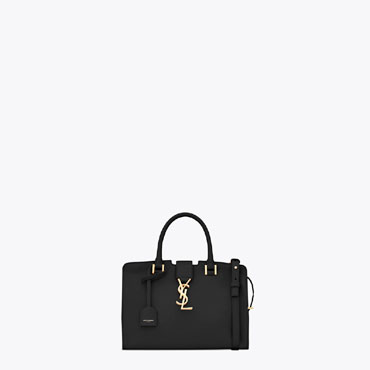 Saint Laurent Baby Cabas Ysl Bag In Black Leather 45316594PC