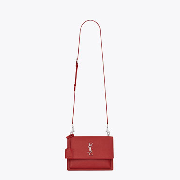 Saint Laurent Medium Sunset Satchel In Lipstick Red 45336022OO