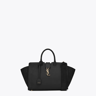 Saint Laurent Small Downtown Cabas Bag In Black Leather And Suede 45341420JR