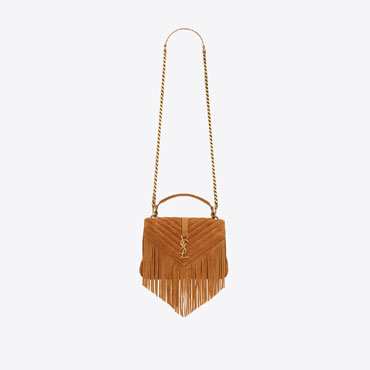 YSL College Medium Chain Bag In Suede Fringes 531705 0U0K7 7761