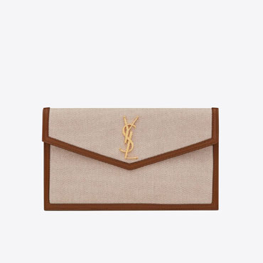 YSL Uptown Pouch In Canvas And Smooth Leather 565739 HZD2J 9380