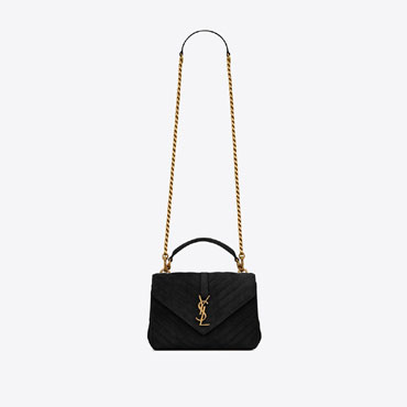 YSL College Medium Chain Bag In Quilted Suede 600279 1U807 1000