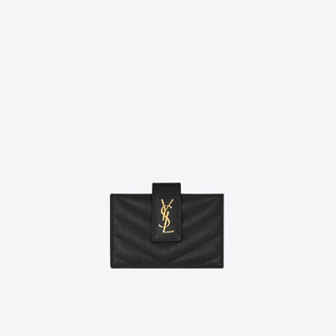 YSL Cassandre Matelasse Business Card Case In Grain De Poudre 607907 BOW01 1000