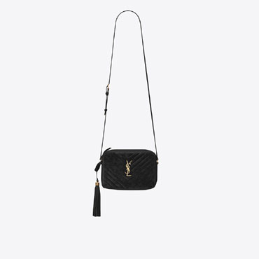 YSL Lou Camera Bag In Quilted Suede Smooth Leather 612544 C4BW7 1000