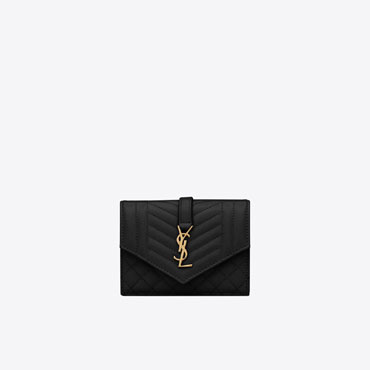 YSL Envelope Flap Card Case Mix Matelasse Grain De Poudre 651027 BOWT1 1000