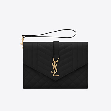 YSL Envelope Flap Pouch In Mix Matelasse Grain Poudre 651030 BOW91 1000