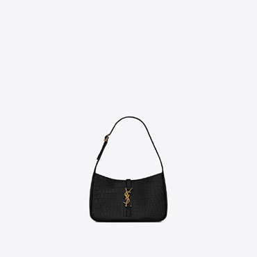 YSL Le 5 A 7 Hobo Bag Crocodile-Embossed Shiny Leather 657228 DZESW 1062