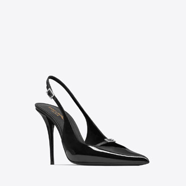 YSL Luna SLingback Pumps In Patent Leather 731524 1TV00 1000